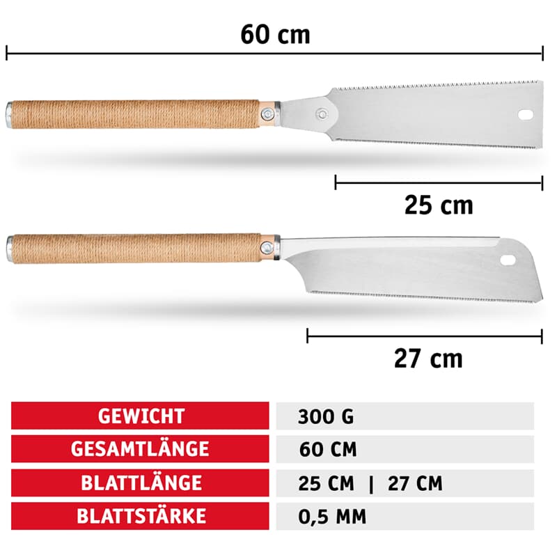 Walter Japanese Pull Saw Set: Dual Ryoba & Dozuki, 10-11 Inch Blades
